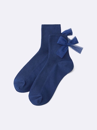 アンクルソックス(チュールリボン) 【レディース】 【インナー・下着】【GU公式/ジーユー】 【BLUE】 アンクルソックス(チュールリボン) 【レディース】 【インナー・下着】【GU公式/ジーユー】 【BLUE】