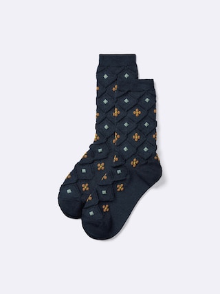 スタイルヒートクルーソックス(フラワー) 【レディース】 【インナー・下着】【GU公式/ジーユー】 【NAVY】 スタイルヒートクルーソックス(フラワー) 【レディース】 【インナー・下着】【GU公式/ジーユー】 【NAVY】