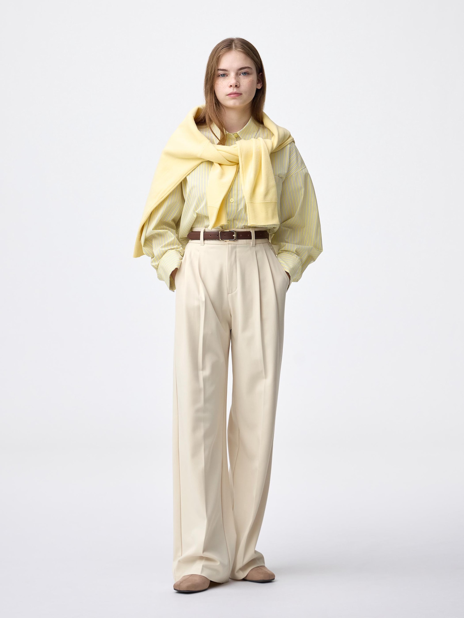 @さま GU公式 | タックワイドパンツ+EC(丈長め80.0cm)