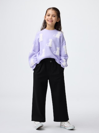 GIRLS起毛ワイドパンツ 【KIDS・TEEN】 【キッズ パンツ・スカート】【GU公式/ジーユー】 【BLACK】