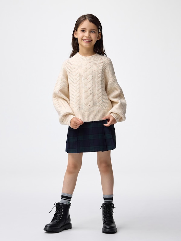GIRLSパフニットカラーネップケーブルセーター