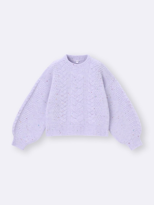 GIRLSパフニットカラーネップケーブルセーター