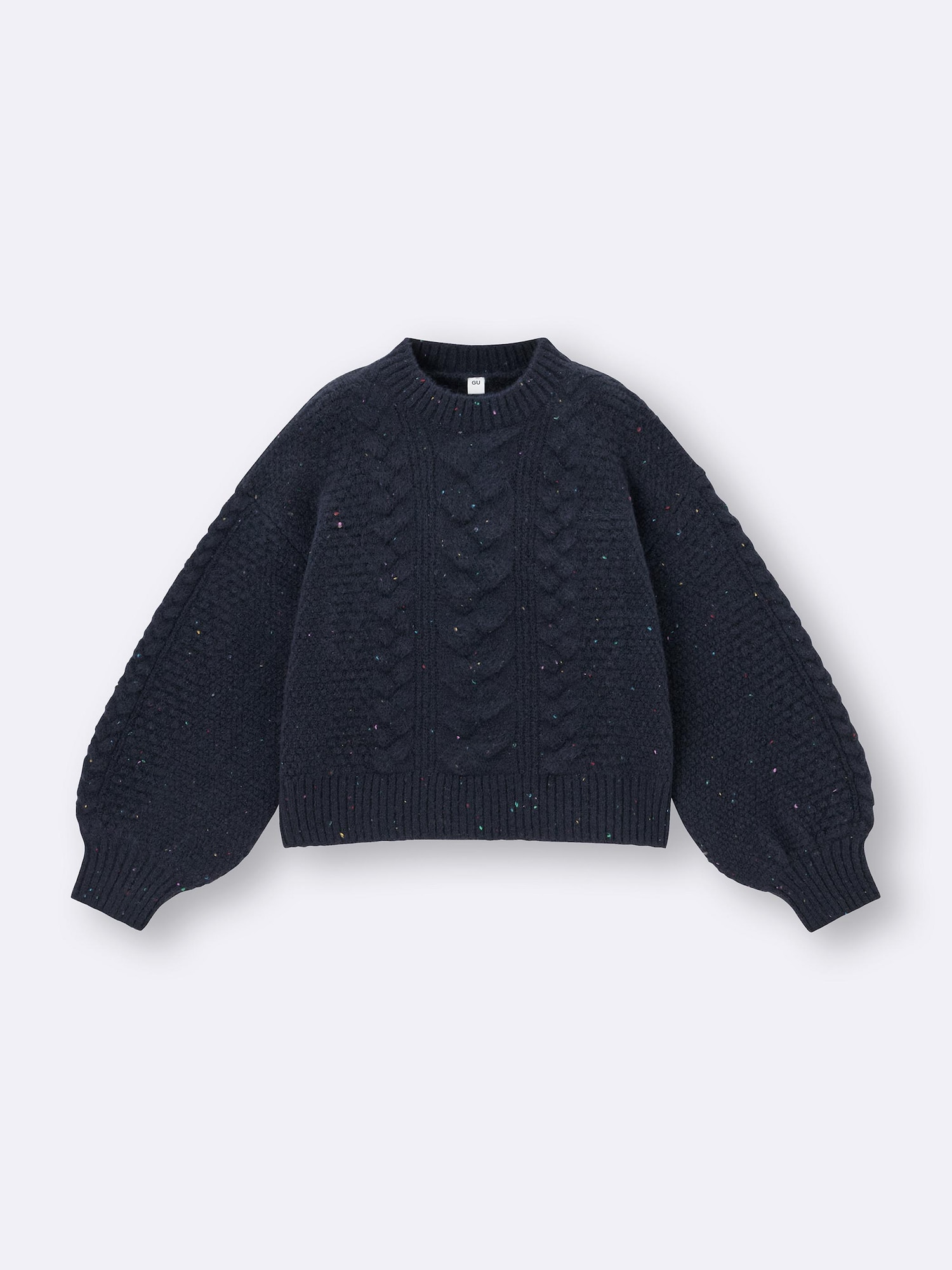 GU公式 | GIRLSパフニットカラーネップケーブルセーター