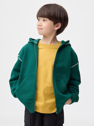 KIDS(男女兼用)ヘビーウェイトスウェットフルジップパーカ 【KIDS・TEEN】 【キッズ Tシャツ・スウェット・ニット】【GU公式/ジーユー】 【DARK GREEN】 KIDS(男女兼用)ヘビーウェイトスウェットフルジップパーカ 【KIDS・TEEN】 【キッズ Tシャツ・スウェット・ニット】【GU公式/ジーユー】 【DARK GREEN】