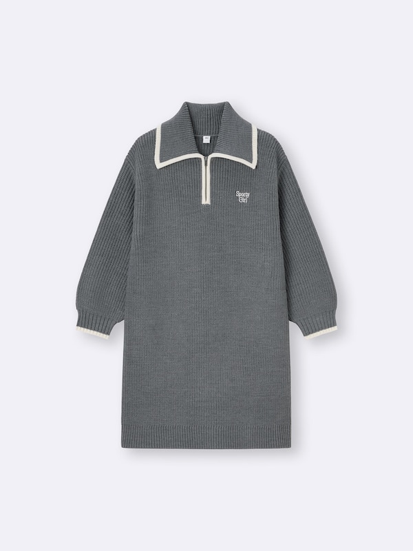 GIRLSハーフジップニットワンピース+E