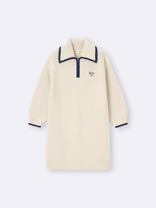 GIRLSハーフジップニットワンピース+E