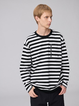 ジップポケットボーダーT(長袖) UNDERCOVER 【メンズ】 【Tシャツ・カットソー】【GU公式/ジーユー】 【WHITE】 ジップポケットボーダーT(長袖) UNDERCOVER 【メンズ】 【Tシャツ・カットソー】【GU公式/ジーユー】 【WHITE】