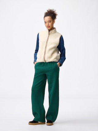 ヘビーウェイトスウェットバレルレッグパンツ+EC(丈長め77.5cm) 【レディース】 【スウェット】【GU公式/ジーユー】 【DARK GREEN】