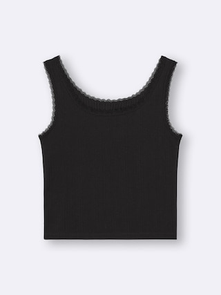 コットンブレンドクロップドレースタンクトップ(ドライ) 【レディース】 【Tシャツ・スウェット】【GU公式/ジーユー】 【BLACK】 コットンブレンドクロップドレースタンクトップ(ドライ) 【レディース】 【Tシャツ・スウェット】【GU公式/ジーユー】 【BLACK】
