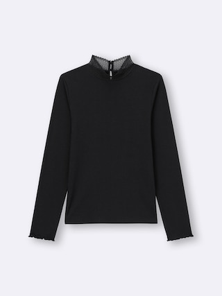 ウォームリブレースハイネックT(長袖) 【レディース】 【Tシャツ・カットソー・ブラフィール】【GU公式/ジーユー】 【BLACK】 ウォームリブレースハイネックT(長袖) 【レディース】 【Tシャツ・カットソー・ブラフィール】【GU公式/ジーユー】 【BLACK】