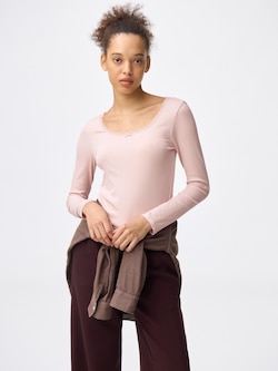 ウォームリブレースUネッ�クT(長袖)