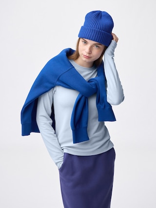 ウォームスムースクルーネックT(12分袖) 【レディース】 【Tシャツ・カットソー・ブラフィール】【GU公式/ジーユー】 【LIGHT BLUE】