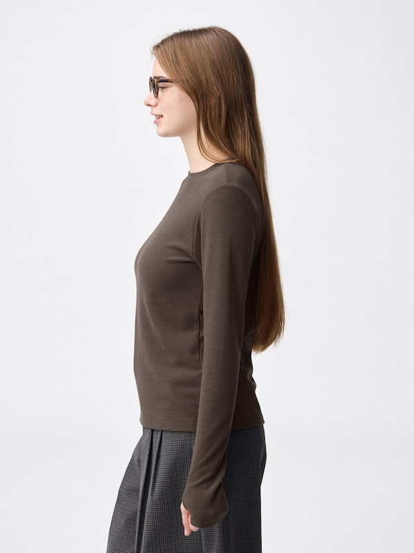 ウォームスムースクルーネックT(12分袖)