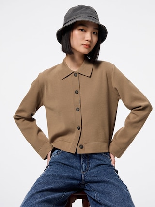 ミラノリブポロカーディガンNTQ+E 【レディース】 【ニット・カーディガン】【GU公式/ジーユー】 【BEIGE】 ミラノリブポロカーディガンNTQ+E 【レディース】 【ニット・カーディガン】【GU公式/ジーユー】 【BEIGE】