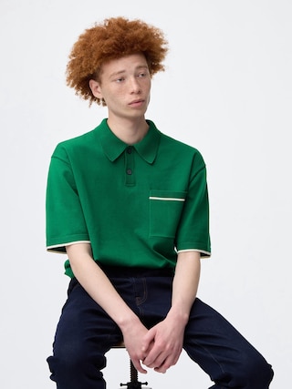 ウォッシャブルニットポロシャツ(5分袖) 【メンズ】 【シャツ・ポロシャツ】【GU公式/ジーユー】 【GREEN】 ウォッシャブルニットポロシャツ(5分袖) 【メンズ】 【シャツ・ポロシャツ】【GU公式/ジーユー】 【GREEN】