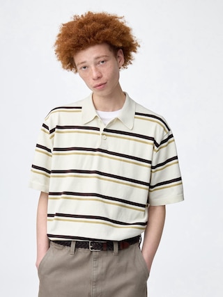 ウォッシャブルニットポロシャツ(5分袖)(ボーダー) 【メンズ】 【シャツ・ポロシャツ】【GU公式/ジーユー】 【NATURAL】 ウォッシャブルニットポロシャツ(5分袖)(ボーダー) 【メンズ】 【シャツ・ポロシャツ】【GU公式/ジーユー】 【NATURAL】