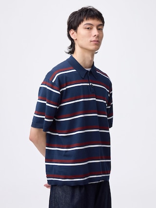 ウォッシャブルニットポロシャツ(5分袖)(ボーダー) 【メンズ】 【シャツ・ポロシャツ】【GU公式/ジーユー】 【BLUE】 ウォッシャブルニットポロシャツ(5分袖)(ボーダー) 【メンズ】 【シャツ・ポロシャツ】【GU公式/ジーユー】 【BLUE】