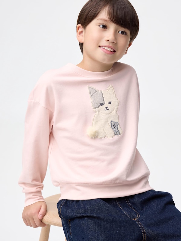 KIDS(男女兼用)コットンスウェットプルオーバー(キャット)