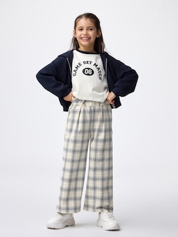 GIRLS起毛ワイドパンツ(チェック)