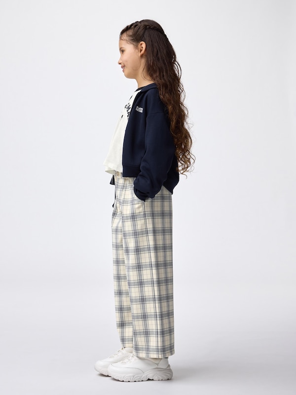 GIRLS起毛ワイドパンツ(チェック)