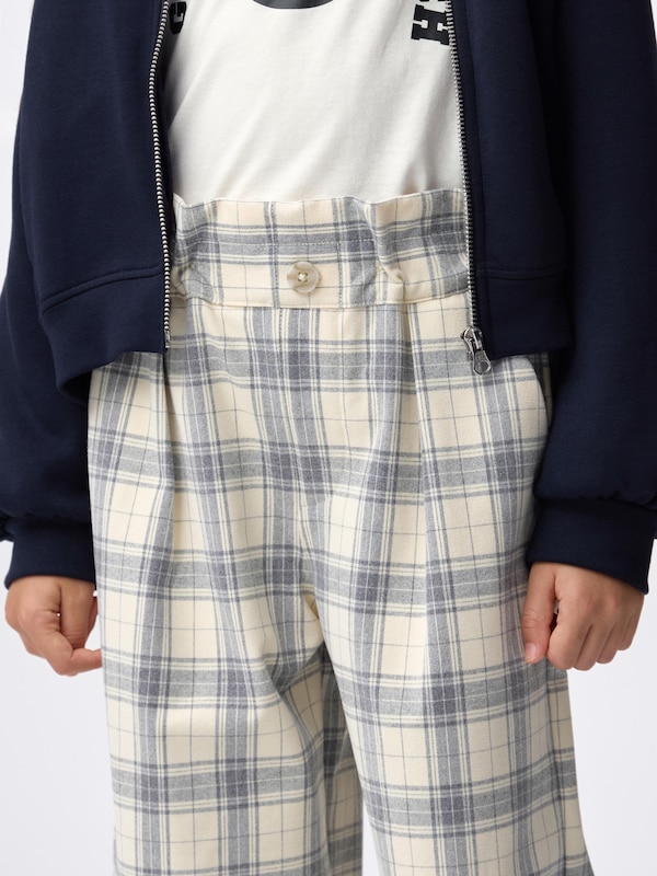 GIRLS起毛ワイドパンツ(チェック)