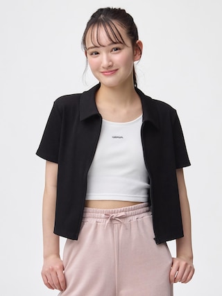 GIRLSリブフルジップカーディガン(半袖)JR 【KIDS・TEEN】 【TEEN(ティーン)】【GU公式/ジーユー】 【BLACK】 GIRLSリブフルジップカーディガン(半袖)JR 【KIDS・TEEN】 【TEEN(ティーン)】【GU公式/ジーユー】 【BLACK】