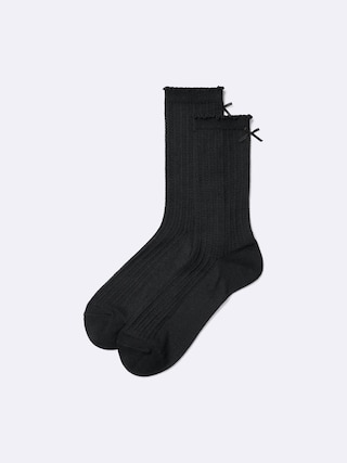 クルーソックス(バックリボン) 【レディース】 【インナー・下着】【GU公式/ジーユー】 【BLACK】 クルーソックス(バックリボン) 【レディース】 【インナー・下着】【GU公式/ジーユー】 【BLACK】