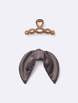 サテンリボンスカーフヘアクリップ2P