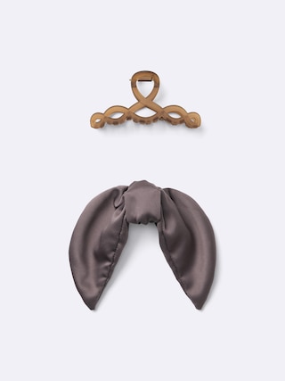 サテンリボンスカーフヘアクリップ2P 【レディース】 【グッズ】【GU公式/ジーユー】 【DARK BROWN】 サテンリボンスカーフヘアクリップ2P 【レディース】 【グッズ】【GU公式/ジーユー】 【DARK BROWN】