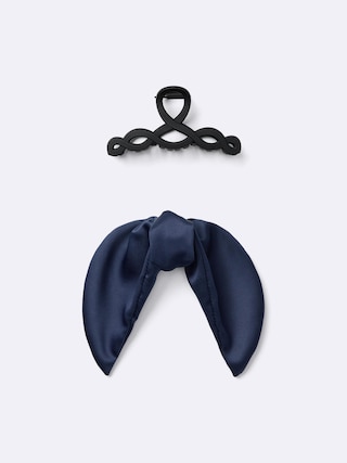 サテンリボンスカーフヘアクリップ2P 【レディース】 【グッズ】【GU公式/ジーユー】 【NAVY】 サテンリボンスカーフヘアクリップ2P 【レディース】 【グッズ】【GU公式/ジーユー】 【NAVY】