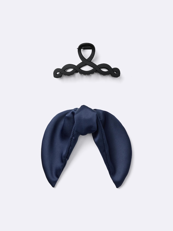 サテンリボンスカーフヘアクリップ2P