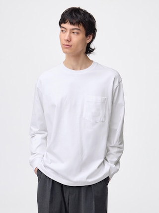 ヘビーウェイトクルーネックT(長袖) 【メンズ】 【Tシャツ・スウェット】【GU公式/ジーユー】 【WHITE】 ヘビーウェイトクルーネックT(長袖) 【メンズ】 【Tシャツ・スウェット】【GU公式/ジーユー】 【WHITE】