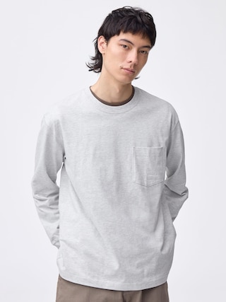ヘビーウェイトクルーネックT(長袖) 【メンズ】 【Tシャツ・スウェット】【GU公式/ジーユー】 【LIGHT GRAY】 ヘビーウェイトクルーネックT(長袖) 【メンズ】 【Tシャツ・スウェット】【GU公式/ジーユー】 【LIGHT GRAY】