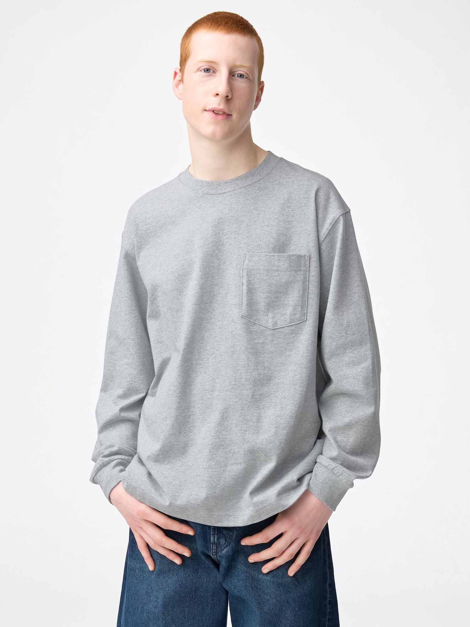 GU公式 | ヘビーウェイトクルーネックT(長袖)