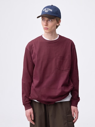 ヘビーウェイトクルーネックT(長袖) 【メンズ】 【Tシャツ・スウェット】【GU公式/ジーユー】 【WINE】 ヘビーウェイトクルーネックT(長袖) 【メンズ】 【Tシャツ・スウェット】【GU公式/ジーユー】 【WINE】