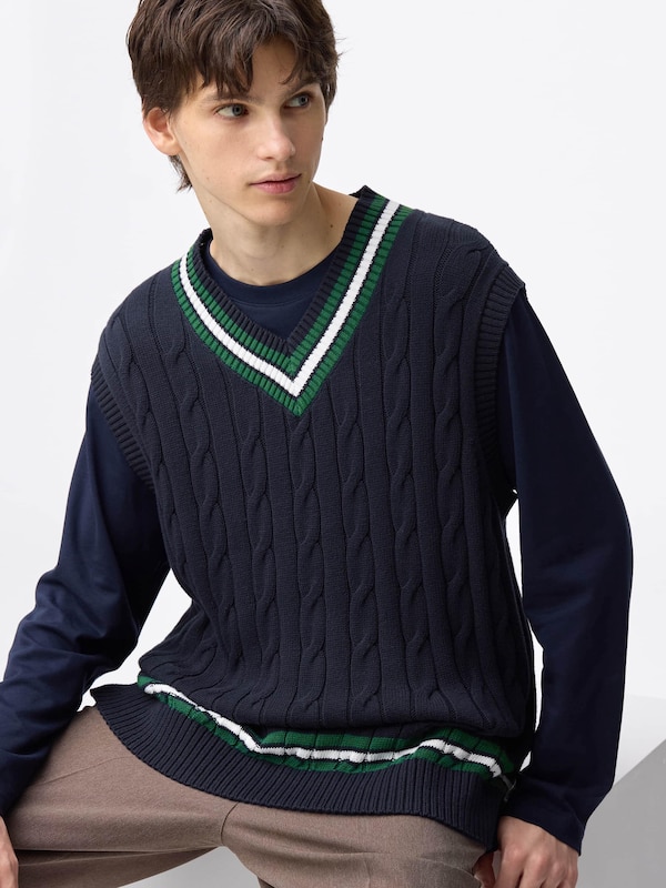 コットンチルデンニットベスト+OS