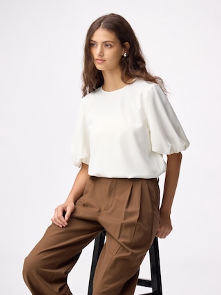 バブルスリーブブラウス(5分袖)Z 【レディース】 【シャツ・ブラウス】【GU公式/ジーユー】 【OFF WHITE】 バブルスリーブブラウス(5分袖)Z 【レディース】 【シャツ・ブラウス】【GU公式/ジーユー】 【OFF WHITE】