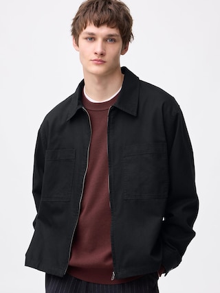 ツイルジップアップシャツジャケット 【メンズ】 【アウター】【GU公式/ジーユー】 【BLACK】 ツイルジップアップシャツジャケット 【メンズ】 【アウター】【GU公式/ジーユー】 【BLACK】