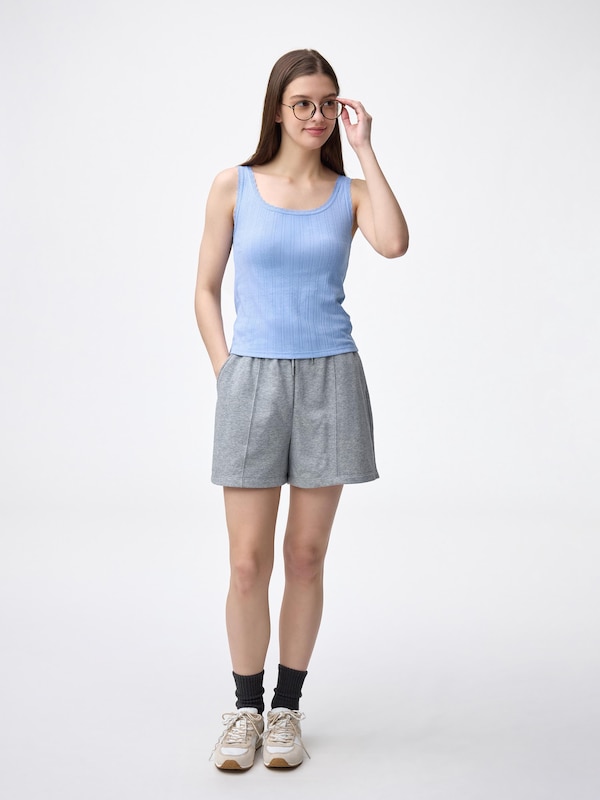 コットンブレンドレースタンクトップ(ドライ)