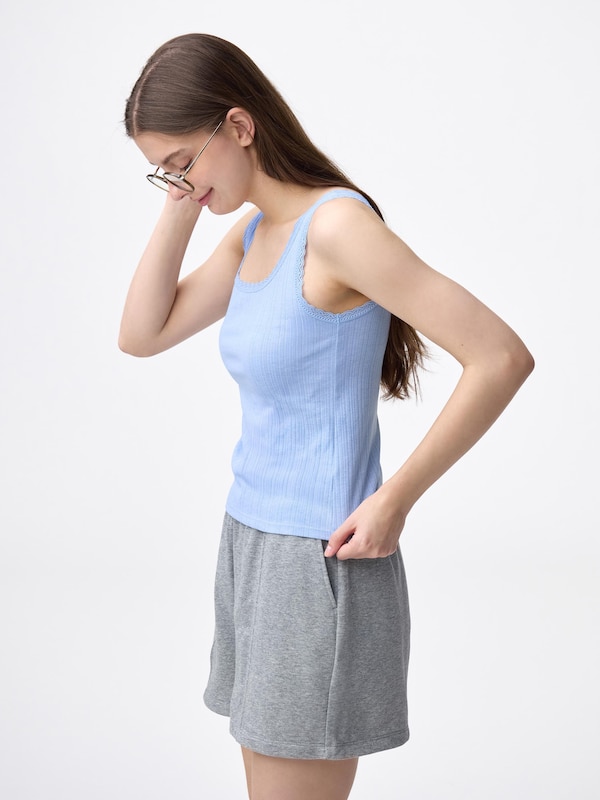 コットンブレンドレースタンクトップ(ドライ)