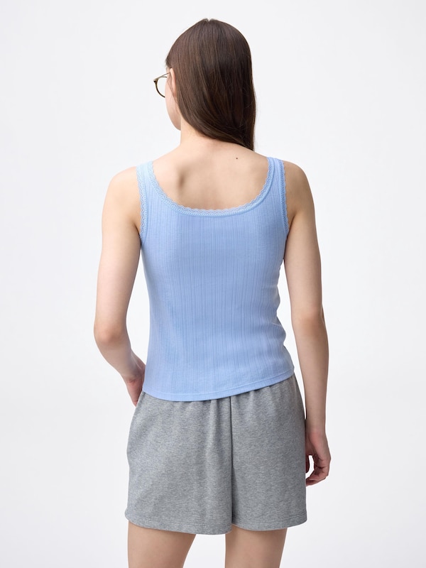 コットンブレンドレースタンクトップ(ドライ)