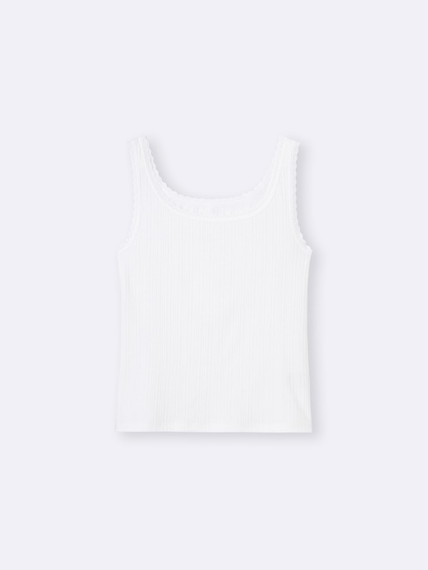 コットンブレンドレースタンクトップ(ドライ)