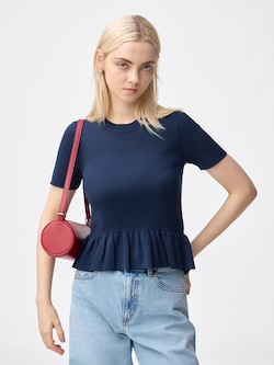 ペプラムニットプルオーバー(半袖)