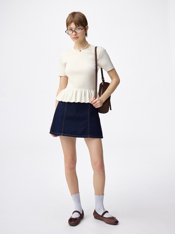 ペプラムニットプルオーバー(半袖)