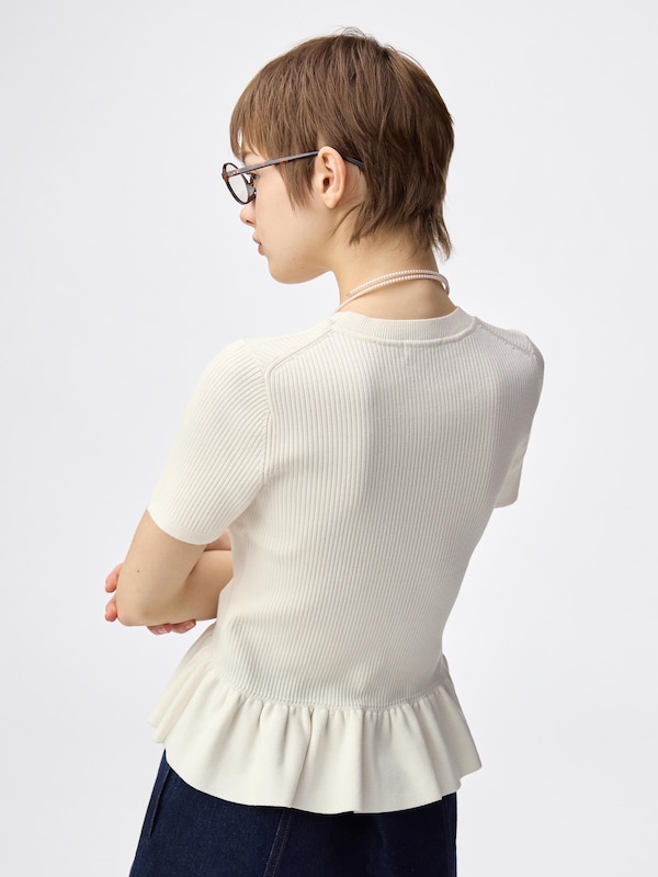 ペプラムニットプルオーバー(半袖)