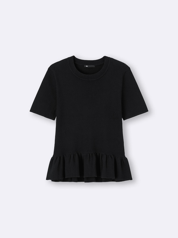 ペプラムニットプルオーバー(半袖)