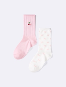 KIDS(男��女兼用) ソックス2P(刺繍/柄)