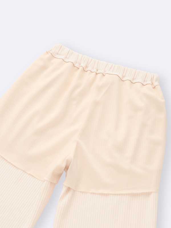 GIRLSリブプルオンワイドフレアパンツ