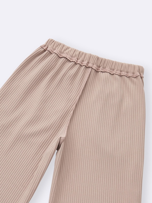 GIRLSリブプルオンワイドフレアパンツ