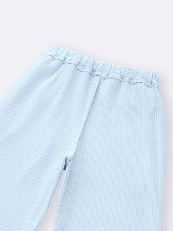 GIRLSリブプルオンワイドフレアパンツ